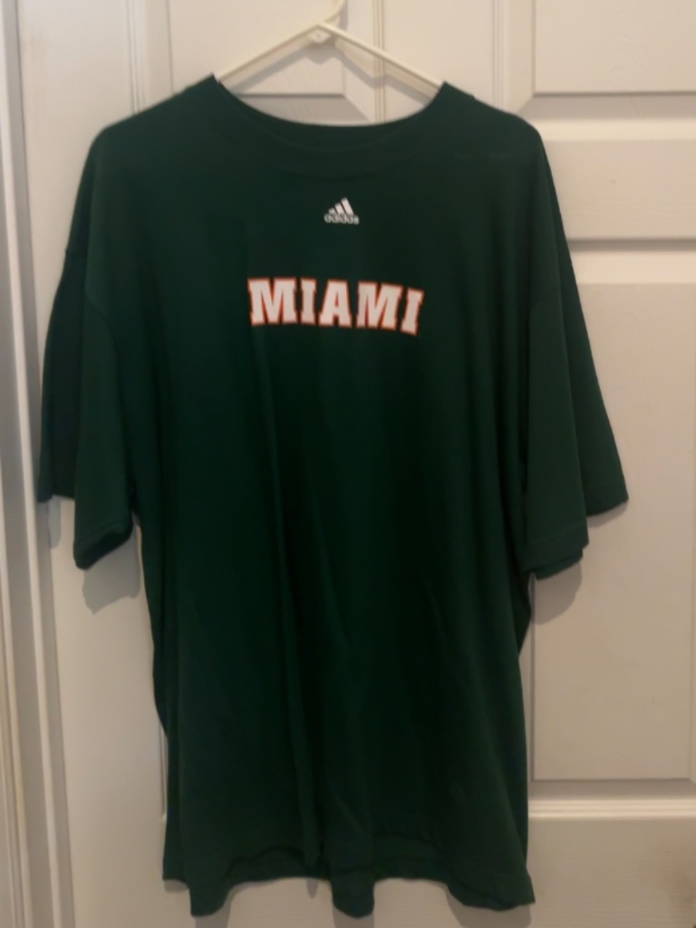 Vintage adidas Adult Miami Hurricanes Logo Fresh Green T-Shirt